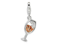 Amore LaVita Sterling Silver Open Champaign Glass w/Lobster Clasp Bracelet Charm
