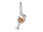 Amore LaVita Sterling Silver Open Champaign Glass w/Lobster Clasp Bracelet Charm