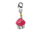 Amore LaVita Sterling Silver Enameled Cupcake w/Lobster Clasp Bracelet Charm