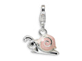 Amore LaVita Sterling Silver Enamel Pink Snail w/Lobster Clasp Bracelet Charm