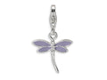 Amore LaVita Sterling Silver Lilac Enameled Dragonfly w/Lobster Clasp Bracelet Charm