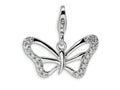 Amore LaVita Sterling Silver CZ Butterfly w/Lobster Clasp Bracelet Charm