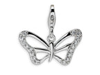 Amore LaVita Sterling Silver CZ Butterfly w/Lobster Clasp Bracelet Charm