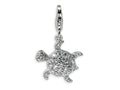 Amore LaVita Sterling Silver CZ Sea Turtle w/Lobster Clasp Bracelet Charm