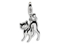 Amore LaVita Sterling Silver Scary Cat with w/Lobster Clasp Bracelet Charm