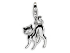 Amore LaVita Sterling Silver Scary Cat with w/Lobster Clasp Bracelet Charm