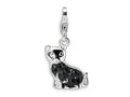 Amore LaVita Sterling Silver Cat w/ Fancy w/Lobster Clasp Bracelet Charm