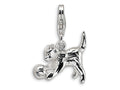 Amore LaVita Sterling Silver Kitten w/ Ball w/Lobster Clasp Bracelet Charm