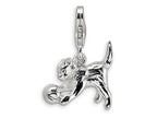Amore LaVita Sterling Silver Kitten w/ Ball w/Lobster Clasp Bracelet Charm
