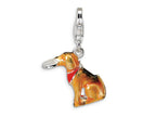 Amore LaVita Sterling Silver Light Brown and Enamel Dog w/Lobster Clasp Bracelet Charm