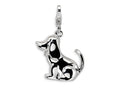Amore LaVita Sterling Silver 3-D Enameled Dog w/Lobster Clasp Bracelet Charm