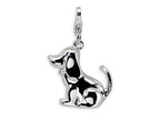 Amore LaVita Sterling Silver 3-D Enameled Dog w/Lobster Clasp Bracelet Charm