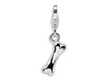 Amore LaVita Sterling Silver Polished Dog Bone w/Lobster Clasp Bracelet Charm