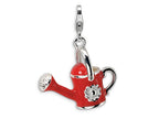 Amore LaVita Sterling Silver 3-D Enameled Red Watering Can w/Lobster Clasp Bracelet Charm