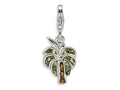 Amore LaVita Sterling Silver Crystal Polished Palm Tree w/Lobster Clasp Bracelet Charm