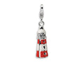 Amore LaVita Sterling Silver 3-D Enameled Crystal Lighthouse w/Lobster Clasp C for Charm Bracelet