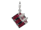 Amore LaVita Sterling Silver 3-D Enameled Opening Fuschia Luggage w/Lobster Clasp Charm (Moveable) for Charm Bracelet
