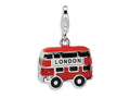 Amore LaVita Sterling Silver 3-D Enameled Double Decker London Bus w/Lobster Clasp Bracelet Charm