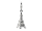 Amore LaVita Sterling Silver 3-D Enameled Crystal Eiffel Tower w/Lobster Clasp for Charm Bracelet