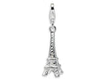 Amore LaVita Sterling Silver Polished Eiffel Tower w/Lobster Clasp Bracelet Charm