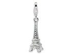 Amore LaVita Sterling Silver Polished Eiffel Tower w/Lobster Clasp Bracelet Charm