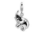 Amore LaVita Sterling Silver 3-D Enameled Elephant w/Lobster Clasp Bracelet Charm