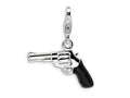 Amore LaVita Sterling Silver 3-D Enameled Pistol w/Lobster Clasp Bracelet Charm