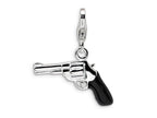 Amore LaVita Sterling Silver 3-D Enameled Pistol w/Lobster Clasp Bracelet Charm