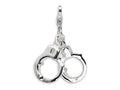 Amore LaVita Sterling Silver Polished Moveable Hand Cuffs w/Lobster Clasp Charm (Moveable) for Charm Bracelet