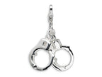 Amore LaVita Sterling Silver Polished Moveable Hand Cuffs w/Lobster Clasp Charm (Moveable) for Charm Bracelet
