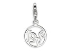 Amore LaVita Sterling Silver Love Clip-on w/Lobster Clasp Bracelet Charm