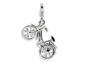 Amore LaVita Sterling Silver 3-D Enameled Bicycle w/Lobster Clasp Charm (Moveable) for Charm Bracelet