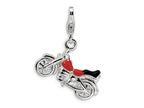 Amore LaVita Sterling Silver 3-D Enameled Motorcycle w/Lobster Clasp Bracelet Charm