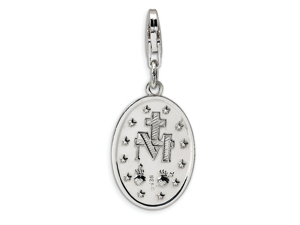 Amore LaVita Sterling Silver Miraculous Medal w/Lobster Clasp Bracelet Charm