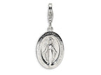 Amore LaVita Sterling Silver Miraculous Medal w/Lobster Clasp Bracelet Charm
