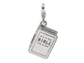Amore LaVita Sterling Silver 3-D Enameled Opening Bible w/Lobster Clasp Charm (Moveable) for Charm Bracelet