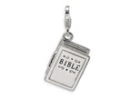 Amore LaVita Sterling Silver 3-D Enameled Opening Bible w/Lobster Clasp Charm (Moveable) for Charm Bracelet
