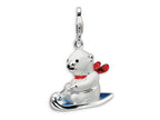 Amore LaVita Sterling Silver 3-D Enameled Polar Bear on Sled w/Lobster Clasp Bracelet Charm