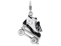 Sterling Silver Rhodium-plated 3-d Enameled Roller Skate With Lobster Clasp Charm