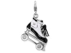Sterling Silver Rhodium-plated 3-d Enameled Roller Skate With Lobster Clasp Charm