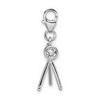 Sterling Silver Rhodium-plated 3-d Enameled Telescope With Lobster Clasp Charm