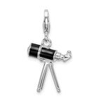 Sterling Silver Rhodium-plated 3-d Enameled Telescope With Lobster Clasp Charm
