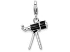 Sterling Silver Rhodium-plated 3-d Enameled Telescope With Lobster Clasp Charm
