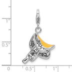 Sterling Silver Rhodium-plated 3-d Enameled Saddle With Lobster Clasp Charm
