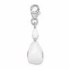 Sterling Silver Rhodium-plated 3-d Enameled Swan With Lobster Clasp Charm