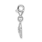 Sterling Silver Rhodium-plated Click-on Cz Polished Heart Charm