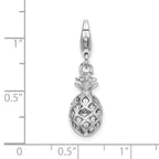 Sterling Silver Rhodium-plated Click-on Polished Pineapple Charm
