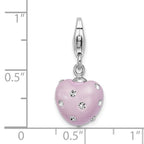 Sterling Silver Rhodium-plated Click-on Purple Ferido and Stellux Crystal Heart Charm