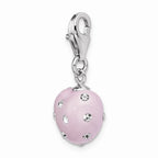 Sterling Silver Rhodium-plated Click-on Purple Ferido and Stellux Crystal Heart Charm