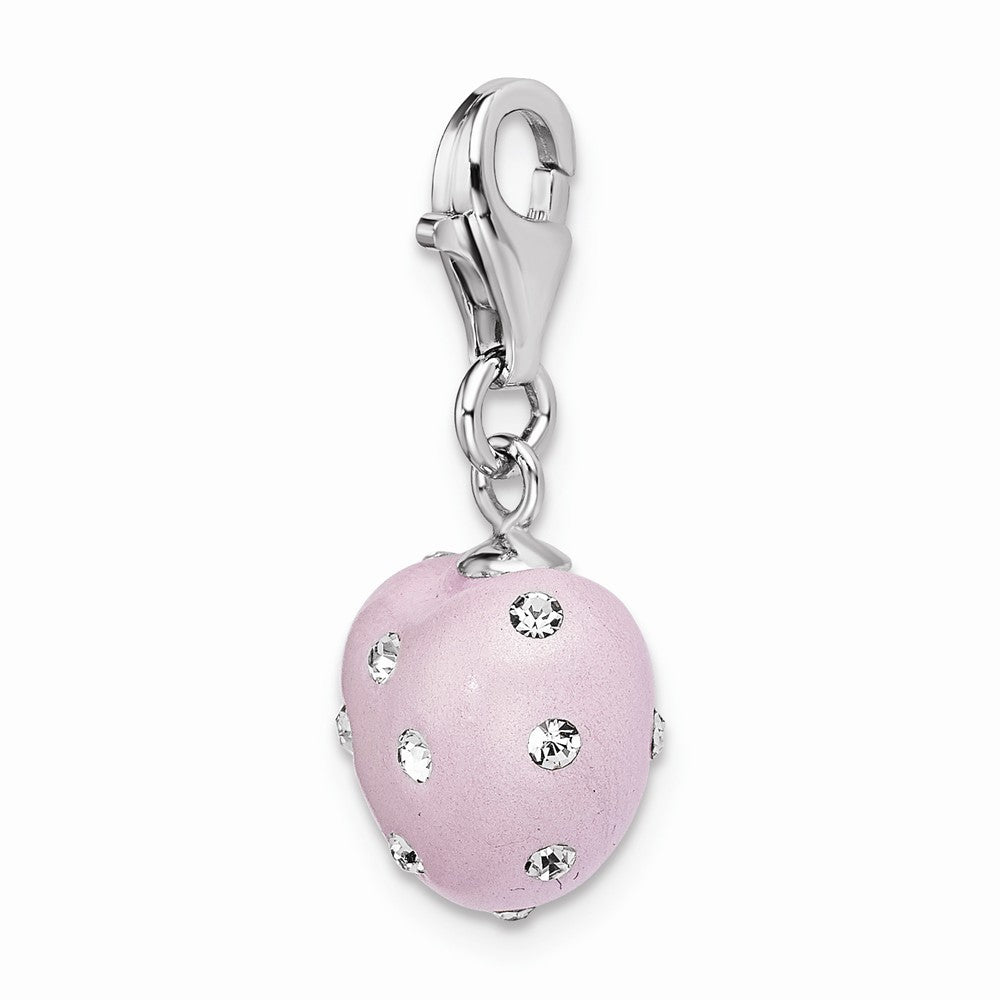 Sterling Silver Rhodium-plated Click-on Purple Ferido and Stellux Crystal Heart Charm
